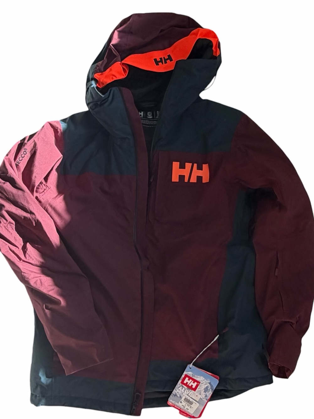 Helly Hansen Men's Burgundy, Black & Orange Ski Jacket